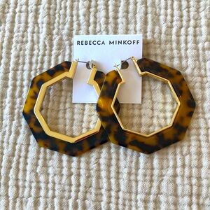 Rebecca Minkoff NWT Octagon Resin Tortioseshell Hoops